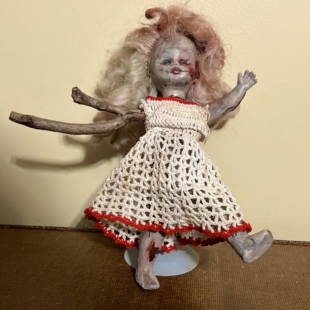 Scary Creepy Hand Painted Doll